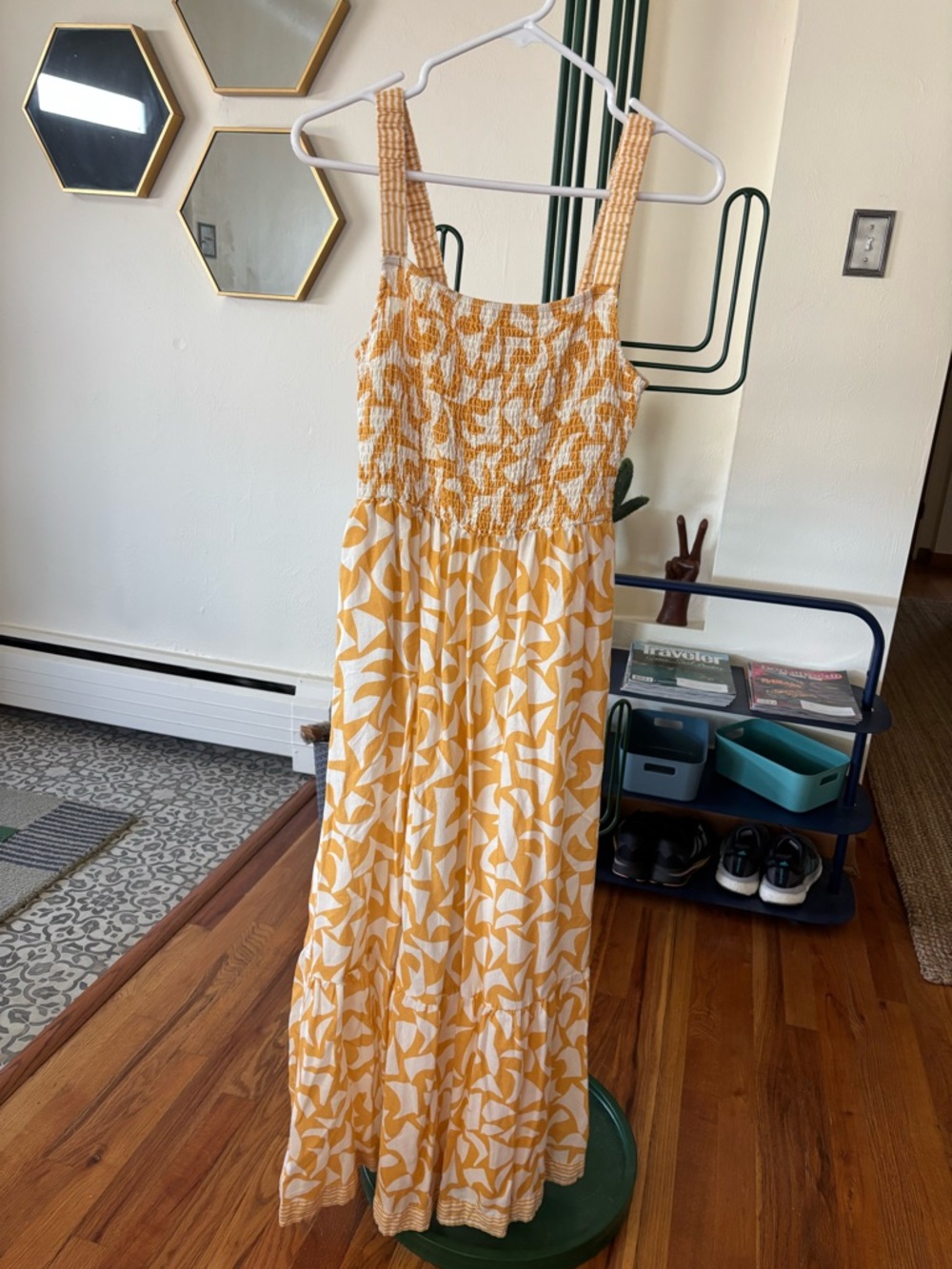 Marine Layer - Yellow Printed Smocked Maxi Dress - Small